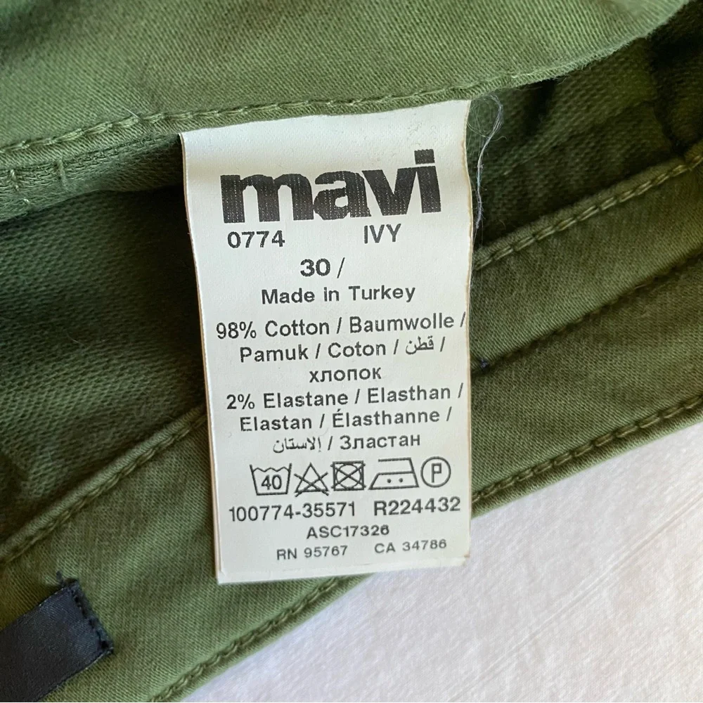 Mavi Ivy Mid Rise Slim Cargo Pants in Green Women's 30 - Picture 9 of 10